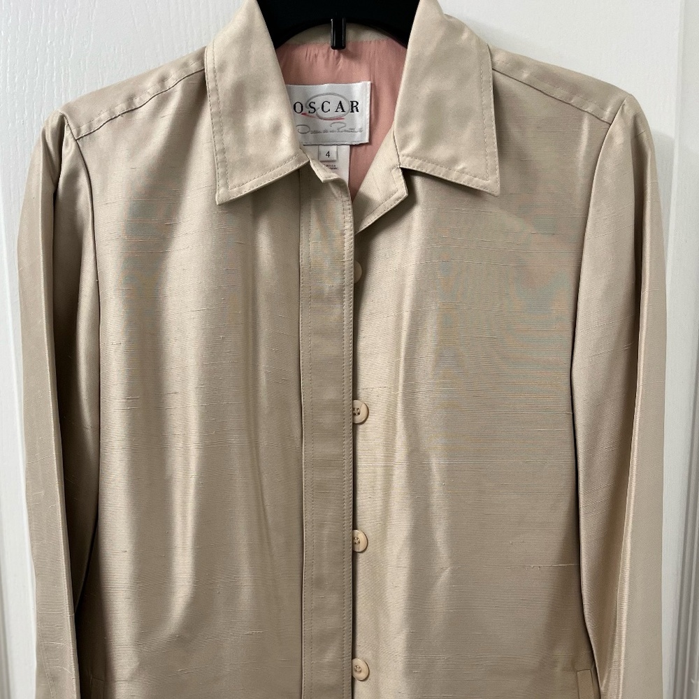 Oscar de la Renta Cream Silk Jacket